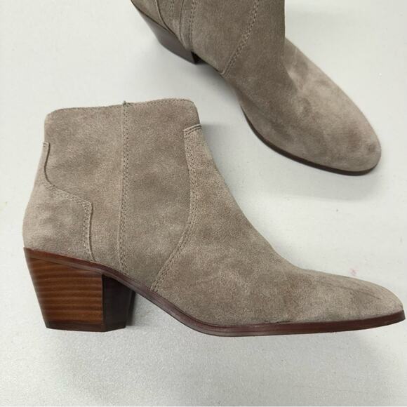 Madewell Grey Suede Leather Ankle Boots Womens 10 Booties Fall Classic Casual - Picture 1 of 10